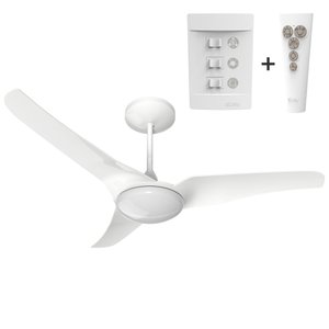 VENTILADOR DE TETO ALISEU SLIM BRANCO LED PLUS COM CONTROLE REMOTO E PAREDE SILENCIOSO 220V