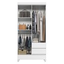 Ver imagem 3 de Guarda Roupa Solteiro 4P com Pés e Cômoda Marabá Branco Brilho - Santos Andirá