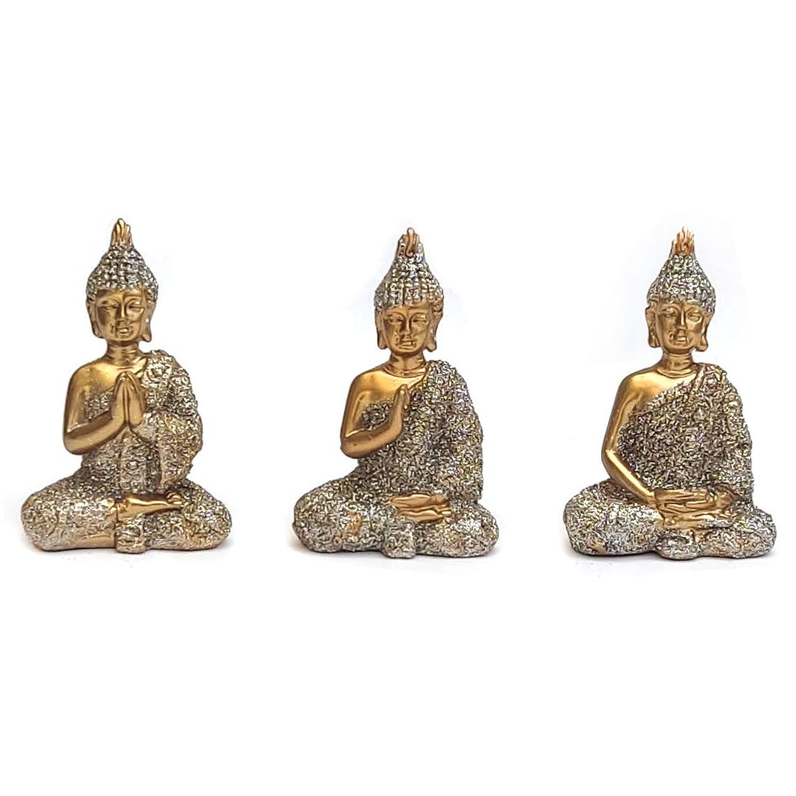 Trio buda decorativo Enfeite Resina Meditando kit com 3 modelo a escolher Budismo Sabedoria Monge Hi - 2