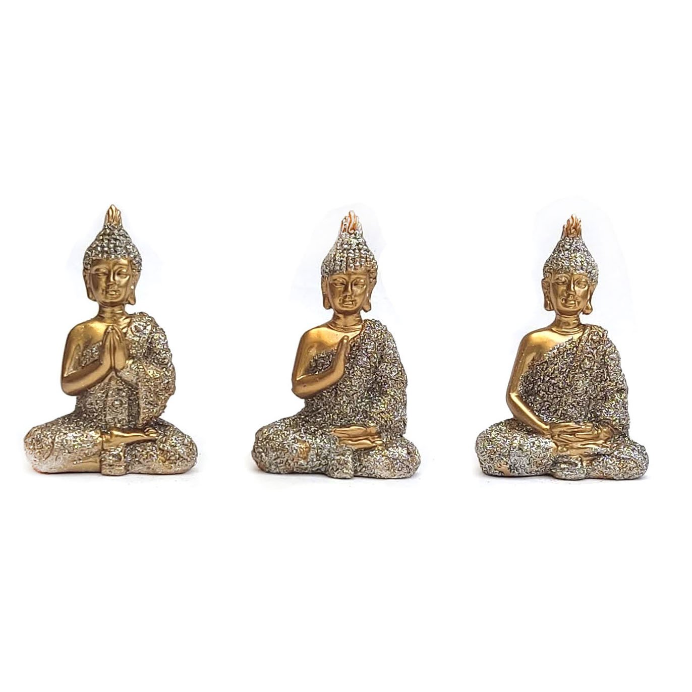 Trio buda decorativo Enfeite Resina Meditando kit com 3 modelo a escolher Budismo Sabedoria Monge Hi - 6