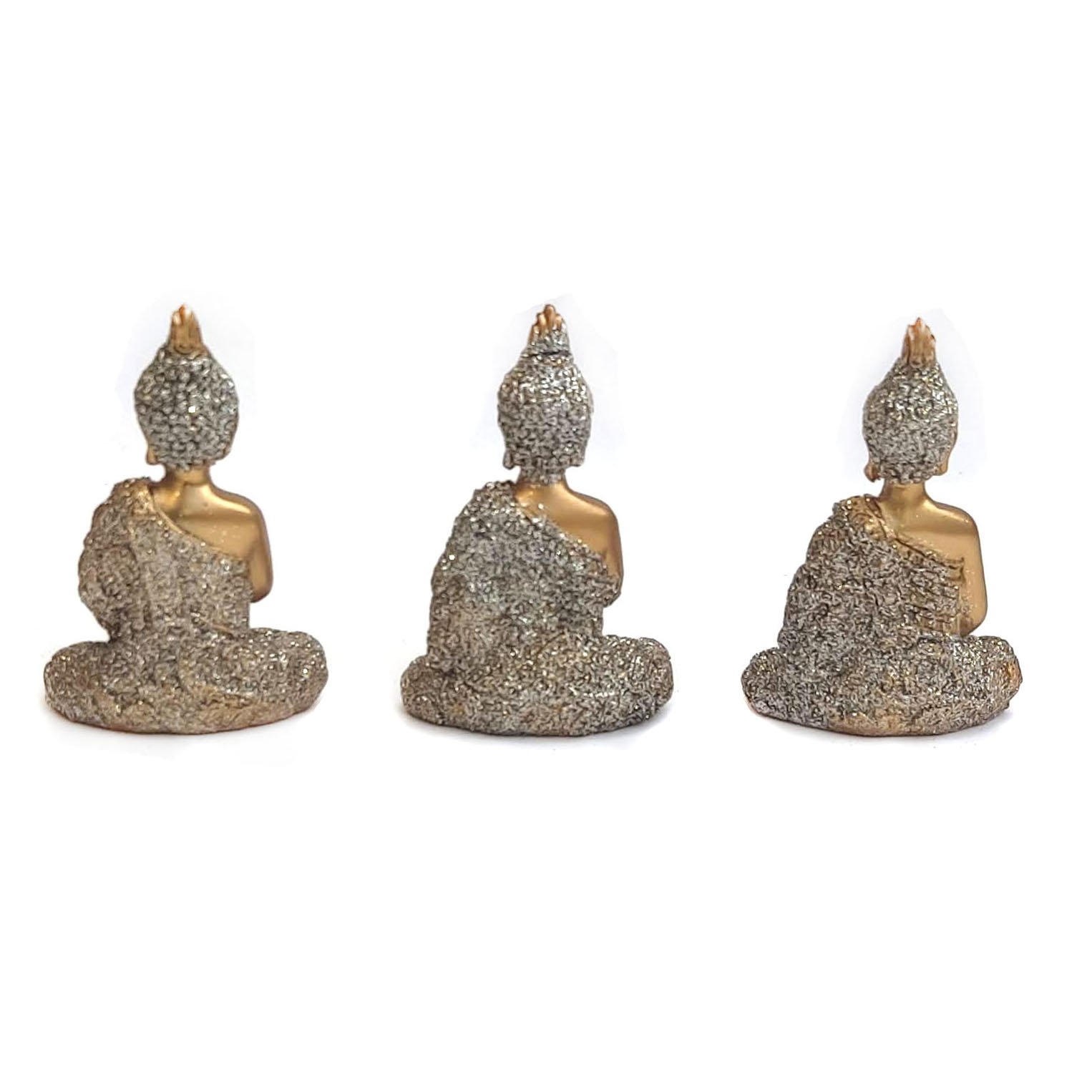 Trio buda decorativo Enfeite Resina Meditando kit com 3 modelo a escolher Budismo Sabedoria Monge Hi - 4