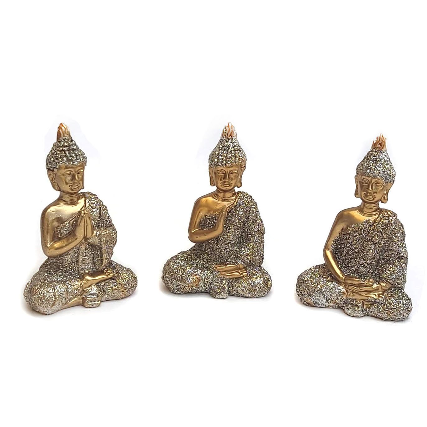 Trio buda decorativo Enfeite Resina Meditando kit com 3 modelo a escolher Budismo Sabedoria Monge Hi