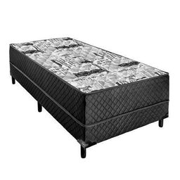 Cama Box Solteiro Conjugada Unyco D28 Ortopédico Preta - 1