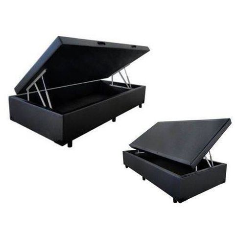 Cama Box Baú Solteiro 88x188x040 Premium Corino Preto