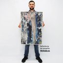 Ver imagem 2 de Quadro Decorativo em Canvas Abstrato Envelhecido TaColado Moldura Flutuante 4,5cm Freijó 90 x 60cm