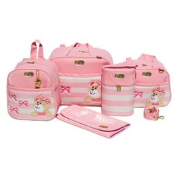 Kit Bolsa Maternidade Ursinho 5 peças - Rosa - 1