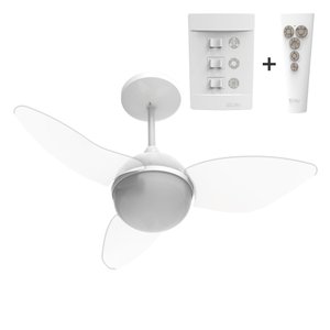 VENTILADOR DE TETO ALISEU SMART CRISTAL PLUS COM CONTROLE REMOTO E PAREDE - POTENTE E SILENCIOSO 220