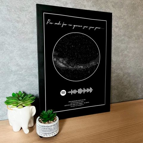 Quadro com Música Mapa Das Estrelas Spotify em Moldura Caixa Tacolado Papel de Parede