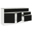Ver imagem 5 de Balcão Gabinete de Pia Armário de Cozinha 150 cm 2 Gavetas 2 Portas (Com Tampo) Branco/Preto Glamy Madesa