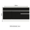 Ver imagem 4 de Balcão Gabinete de Pia Armário de Cozinha 150 cm 2 Gavetas 2 Portas (Com Tampo) Branco/Preto Glamy Madesa