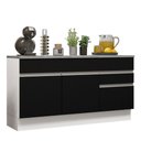 Ver imagem 3 de Balcão Gabinete de Pia Armário de Cozinha 150 cm 2 Gavetas 2 Portas (Com Tampo) Branco/Preto Glamy Madesa