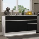 Ver imagem 1 de Balcão Gabinete de Pia Armário de Cozinha 150 cm 2 Gavetas 2 Portas (Com Tampo) Branco/Preto Glamy Madesa