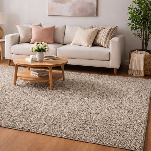 Tapete para Sala Milano Soft Mescla Bege Antiderrapante:1.50 x 2.00