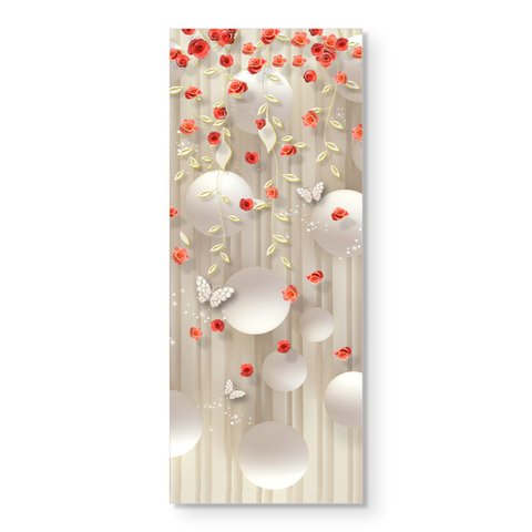 Adesivo de Porta - Rosas e Bolas 3D Dekalque 73x213