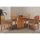 Ver imagem 1 de Conjunto: Mesa de Cozinha Maldivas Curvo 90cm + 4 Cadeiras Havana Naturale - Corano Capuccino -