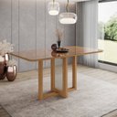Ver imagem 5 de Conjunto Sala Jantar Mesa Canto Arredondado com Vidro 6 Cadeiras Natali Off White/Nature/Corano Caramelo/Creme
