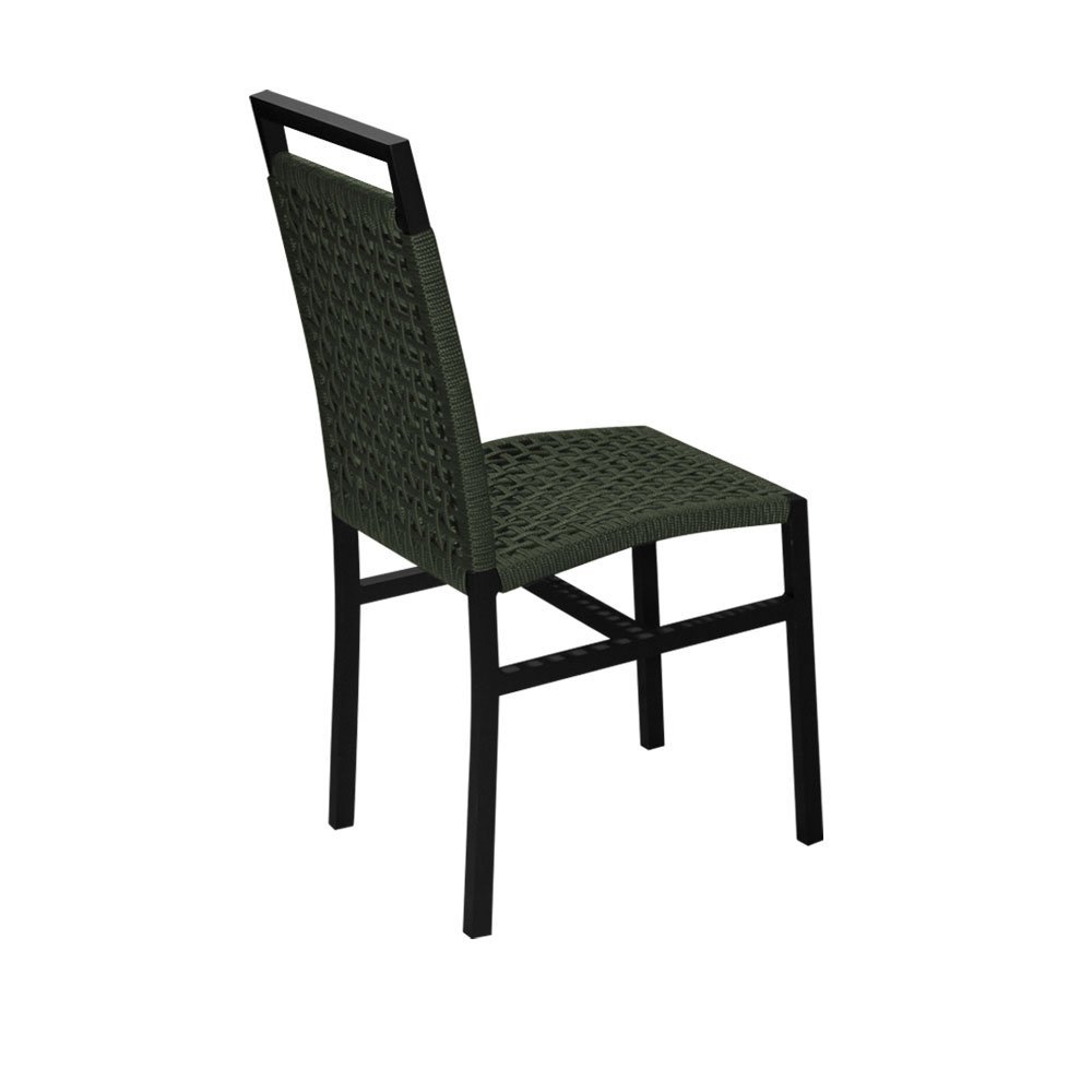 Kit 8 Cadeiras em Corda Náutica Verde e Alumínio Preto Liza para Área Externa - 3