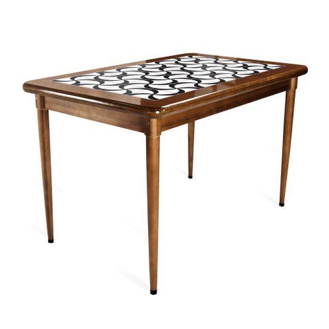 Mesa retangular de madeira para sala de jantar com azulejo - Luar