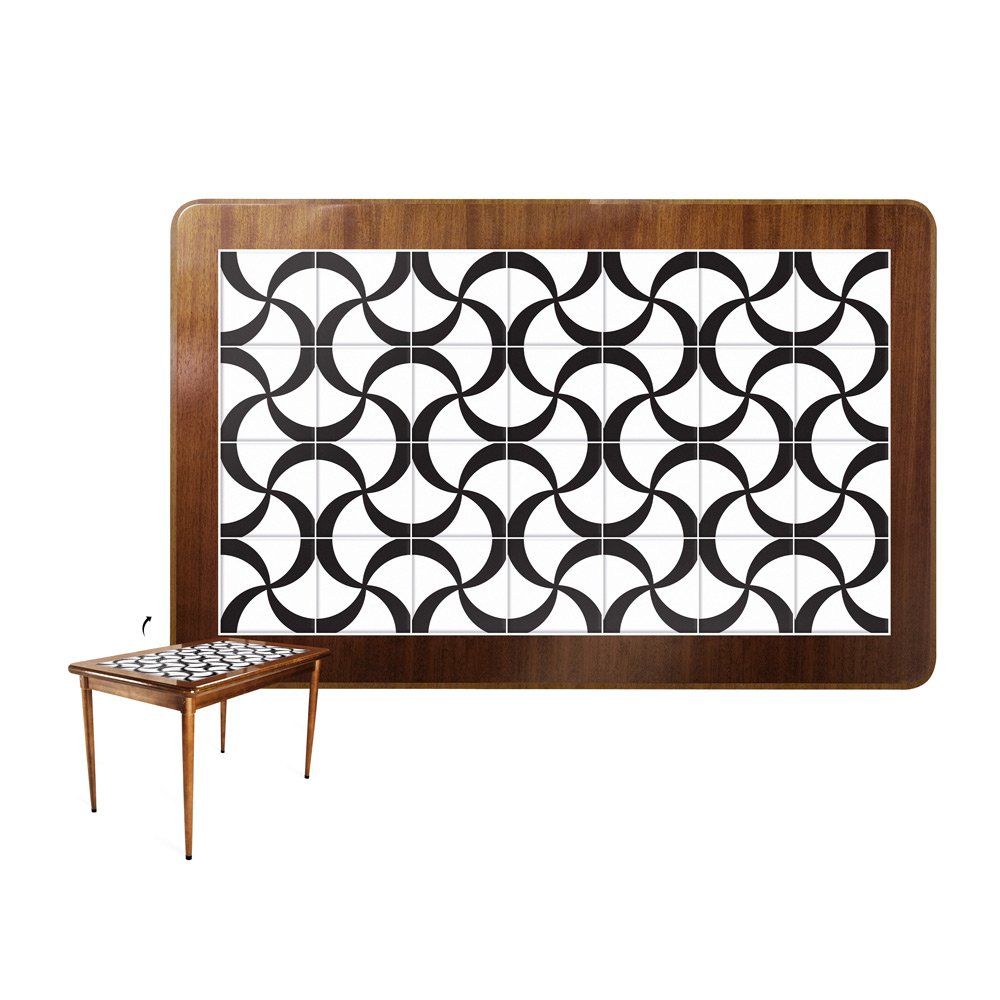 Mesa retangular de madeira para sala de jantar com azulejo - Luar - 5