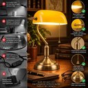 Ver imagem 5 de Abajur Banker Amarelo Clássico Luminária de Mesa Retro Luxo