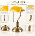 Ver imagem 4 de Abajur Banker Amarelo Clássico Luminária de Mesa Retro Luxo