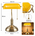 Ver imagem 3 de Abajur Banker Amarelo Clássico Luminária de Mesa Retro Luxo