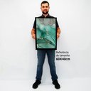 Ver imagem 2 de Quadro Decorativo Caixa Alta com Vidro Abstrato Mármore Verde e Cinza TaColado Moldura Branca 40x60c
