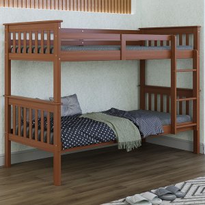 Cama Beliche Solteiro de Madeira Dupla em Altura Suspensa