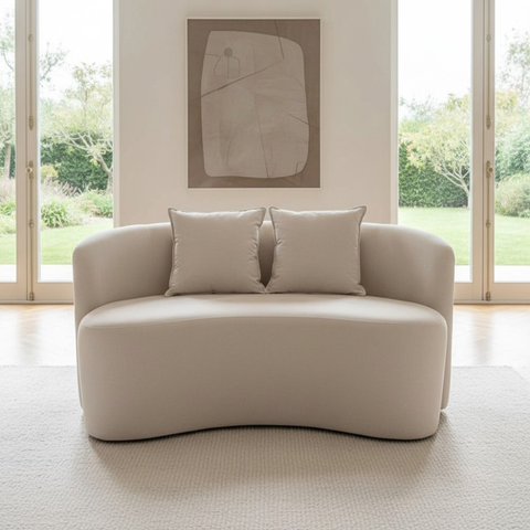 Sofá Decorativo Montreal 180cm Orgânico Suede Marfim