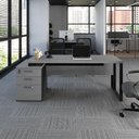 Ver imagem 1 de Mesa Diretor Escritório 1,50m a 1,72m 3 Gavetas Pé Metal F5
