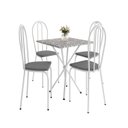 Ver imagem 2 de Conjunto Sala de Jantar Mesa Quadrada 70cm Tampo Granito com 4 Cadeiras Leia Branco/Platina/Ocre
