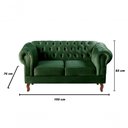 Ver imagem 2 de Sofá Dom Pedro 2 Lugares 155cm Verde Veludo Fixo Clássico Bella Decor
