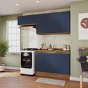 Ver imagem 1 de Armário de Cozinha Compacta 100% Mdf 200cm Nogueira/azul Profundo Celeste Kappesberg