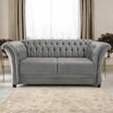 Ver imagem 1 de Sofá Recamier Divã Chesterfield 200cm Sofia Suede Cinza Capitonê- Mabe Magazine