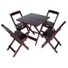Conjunto 4 Cadeiras Madeira e 1 Mesa 70x70 Dobráveis com Pintura na Cor Imbuia - 1