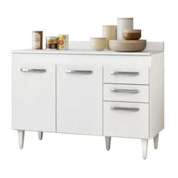 Balcão Gabinete de Pia 120cm Suécia 03 Portas 02 Gavetas - Lumil Móveis - Branco - 4