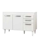 Ver imagem 3 de Balcão Gabinete de Pia 120cm Suécia 03 Portas 02 Gavetas - Lumil Móveis - Branco