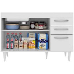 Balcão Gabinete de Pia 120cm Suécia 03 Portas 02 Gavetas - Lumil Móveis - Branco - 3