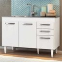 Ver imagem 2 de Balcão Gabinete de Pia 120cm Suécia 03 Portas 02 Gavetas - Lumil Móveis - Branco