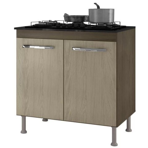 Balcão para Cooktop 4 Bocas 2 Portas Catarina - Ajl Móveis - Castanho/avelã