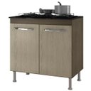 Ver imagem 1 de Balcão para Cooktop 4 Bocas 2 Portas Catarina - Ajl Móveis - Castanho/avelã