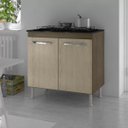 Ver imagem 2 de Balcão para Cooktop 4 Bocas 2 Portas Catarina - Ajl Móveis - Castanho/avelã