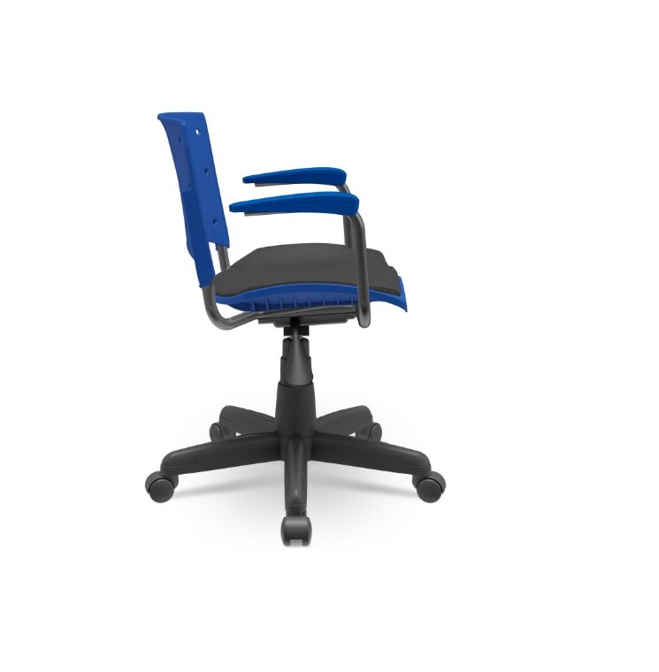 Cadeira Ergoplax Plaxmetal com Apoia Braços Azul Assento Estofado - 2