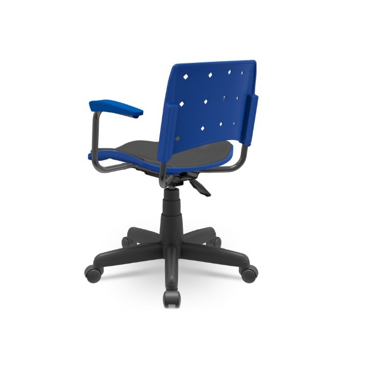 Cadeira Ergoplax Plaxmetal com Apoia Braços Azul Assento Estofado - 3