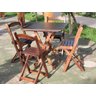 Conjunto Mesa Dobrável 70x70 Com 4 Cadeiras De Madeira Dobrável Retrátil Imbuia - 5