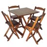 Conjunto Mesa Dobrável 70x70 Com 4 Cadeiras De Madeira Dobrável Retrátil Imbuia - 1