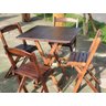 Conjunto Mesa Dobrável 70x70 Com 4 Cadeiras De Madeira Dobrável Retrátil Imbuia - 4