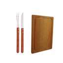 Ver imagem 1 de Conjunto Faca e Garfo para Churrasco + Tábua - Simonaggio - 3 pçs