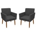 Ver imagem 1 de Kit 2 Poltronas Decorativa Nina Veludo Cinza Grafite