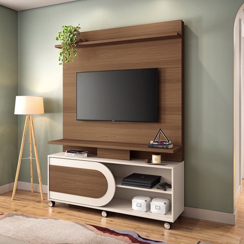 Estante Painel Home para TV até 55" Polegadas com 1 Porta de Correr Heitor Espresso Móveis